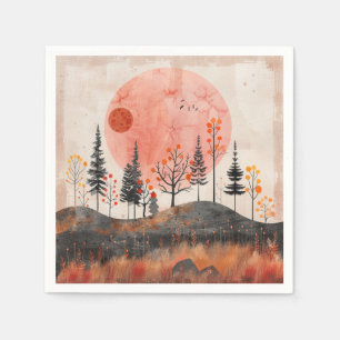 Terrakotta-Mond Kupfer Herbst Volks Wald Kunst Serviette