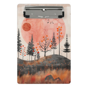 Terrakotta-Mond-Kupfer-Herbst-Volkswald-Kunst Mini Klemmbrett
