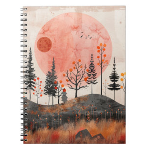 Terrakotta-Mond-Kupfer-Herbst-Volkswald-Kunst Notizblock