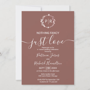 Terrakotta-Monogramm-Kalligrafie-Foto-Hochzeit Einladung