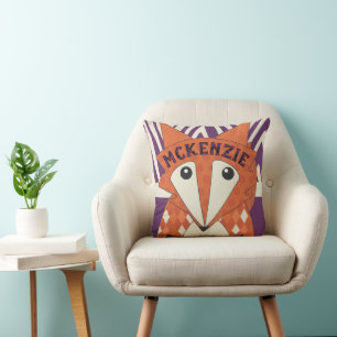 Terrakotta-Monogramm stilisiertes Fuchs-Kissen Kissen