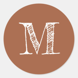 Terrakotta-Monogrammanfang Runder Aufkleber
