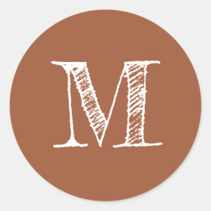 Terrakotta-Monogrammanfang Runder Aufkleber