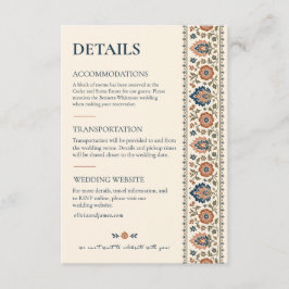 Terrakotta-Navy-Blumen-Hochzeitsdetails Begleitkarte