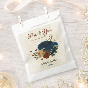 Terrakotta-Navy-Blumenhochzeit Geschenktütchen