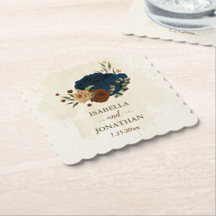 Terrakotta-Navy-Blumenhochzeit Untersetzer