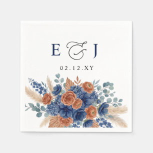 Terrakotta-Navy-Pampas-Grün-Moderne-Hochzeit Serviette