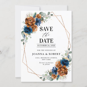 Terrakotta-Navyblau-Grün-Geometrisch Hochzeit Sa Save The Date
