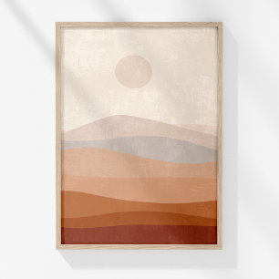 Terrakotta-Neutrale-Abstrakte-Landschaft-Wandkunst Poster