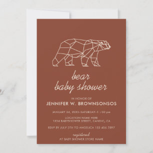 Terrakotta neutrale Sommer Herbst Bär Baby Shower Einladung