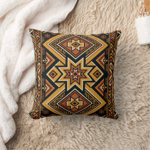 Terrakotta-Ocker-Boho-Geometrisches-Abstraktes-Mus Kissen