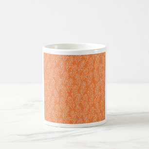 Terrakotta Orange Botanisches Blattmuster Kaffeetasse