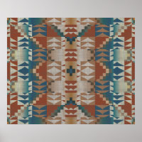 Terrakotta Orange Braun Türkis Blau Mosaik Kunst