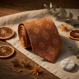 Terrakotta Orange Diamant Krawatte