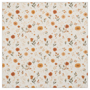 Terrakotta Orange Pfirsich Wildblume Boho Floral Stoff