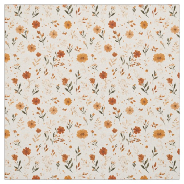 Terrakotta Orange Pfirsich Wildblume Boho Floral Stoff (Muster)