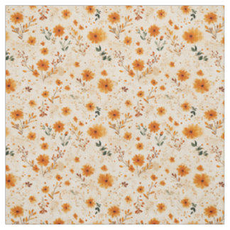Terrakotta Orange Pfirsich Wildblume Boho Floral Stoff