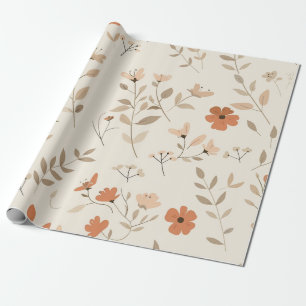 Terrakotta Orange Pfirsich Wildblume Feminine Boho Geschenkpapier