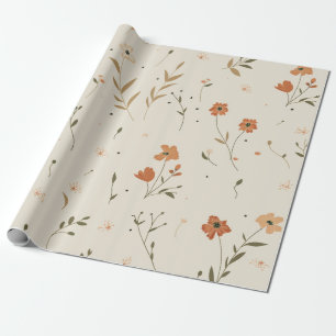 Terrakotta Orange Pfirsich Wildblume Feminine Boho Geschenkpapier