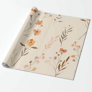 Terrakotta Orange Pfirsich Wildblume Feminine Boho Geschenkpapier