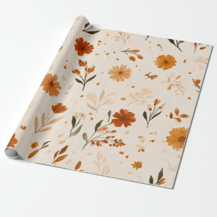 Terrakotta Orange Pfirsich Wildblume Feminine Boho Geschenkpapier