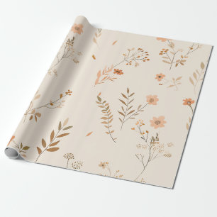 Terrakotta Orange Pfirsich Wildblume Feminine Boho Geschenkpapier