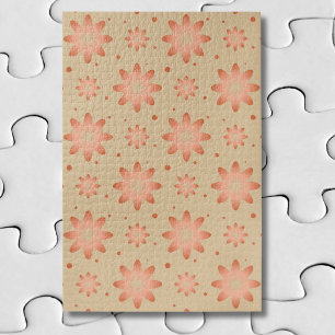 Terrakotta-orange und sand-beige zarte Gänseblümch Puzzle