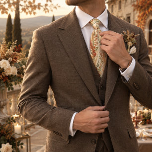 Terrakotta-Pampas-Eukalyptus-Hochzeit Krawatte