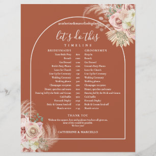 Terrakotta-Pampasgras-Hochzeitsplan Zeitachse