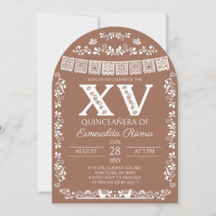 Terrakotta-Papel-Picado-Quinceañera-15. Geburtstag Einladung
