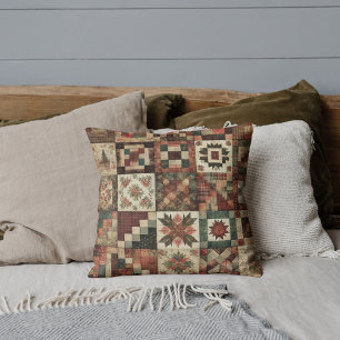 Terrakotta-Patchwork-Quilt Rustikal Retro Vintage Kissen