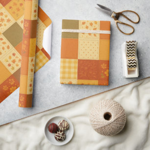 Terrakotta-Patchwork-Quilt Rustikales Landhaus Flo Geschenkpapier