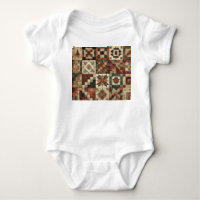 Terrakotta-Patchwork-Rustikales Retro-Blumen-Desig