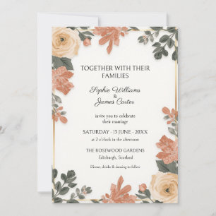 Terrakotta-Pfirsich-Blumen-Hochzeitseinladung Einladung
