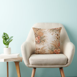 Terrakotta-Pfirsich-Boho-Pampas-Blumen Kissen