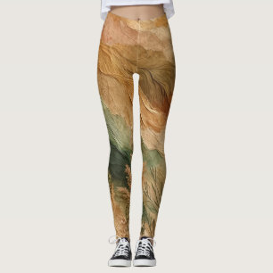 Terrakotta Pfirsich Gepresste Blumen Bohemian Leggings