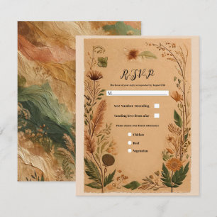 Terrakotta Pfirsich gepresste Blumen Boho Hochzeit Einladung