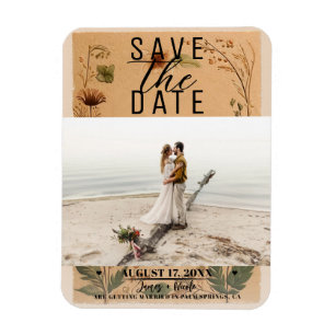 Terrakotta Pfirsich Gepresste Blumen Boho Hochzeit Magnet