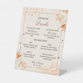 Terrakotta-Pfirsich-Magie Florale Signature-Drinks Sockelschild