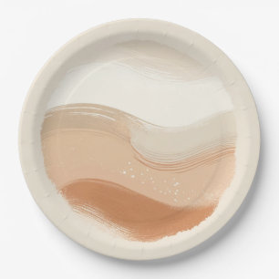 Terrakotta Pfirsich- und Beige Bohemian Moderne Ho Pappteller