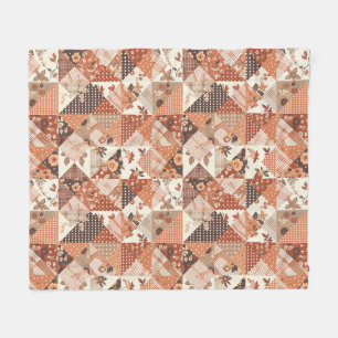 Terrakotta-Quilt-Patchwork-Gingham-Cottagecore Fleecedecke