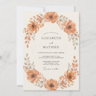 Terrakotta Romantische Blumige Hochzeit Einladung