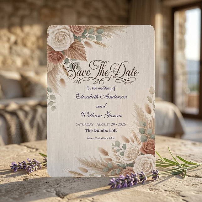 Terrakotta-Rosa Rustikal Romantisch Boho Save The Date (Von Creator hochgeladen)