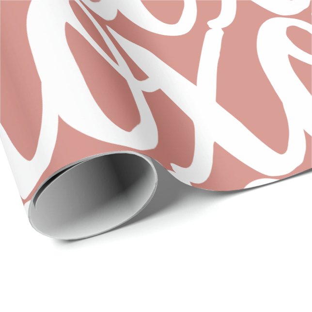 Terrakotta-rosa weißes Muster Geschenkpapier (Rolleneckpunkt)