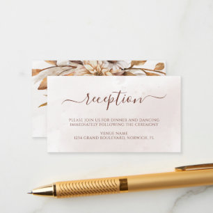 Terrakotta-Rost-Blumen-Boho-Herbst-Hochzeitsempfan Begleitkarte