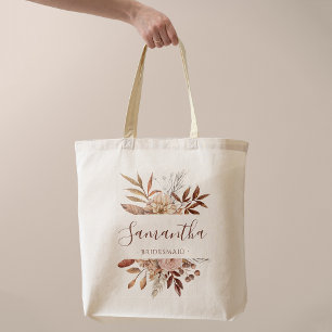 Terrakotta-Rost-Blumen Boho-Herbstlaub-Hochzeit Tragetasche