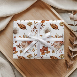 Terrakotta-Rost-Boho-Blumen-Herbstlaub Geschenkpapier