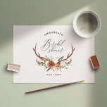 Terrakotta Rost geblümtes elegantes Brautparty Postkarte<br><div class="desc">Rustikales Blattwerk,  Blumenkarte und Brautparty-Party Einladung-Karte. Mit wunderschönem Aquarellblau,  weiß,  Terrakotta,  Rost und Pink floralen ergänzt durch modernes schwarz-schlaues grünes Design und elegantes Drehhandschreiben. Diese moderne Einladung ist sicher,  den Stil für Ihr bevorstehendes Party Set.</div>