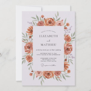 Terrakotta-Rost-Ranunculus-Eukalyptus-Hochzeit Einladung