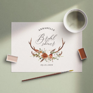 Terrakotta-Rot-Stag elegantes floral Brautdusche Postkarte